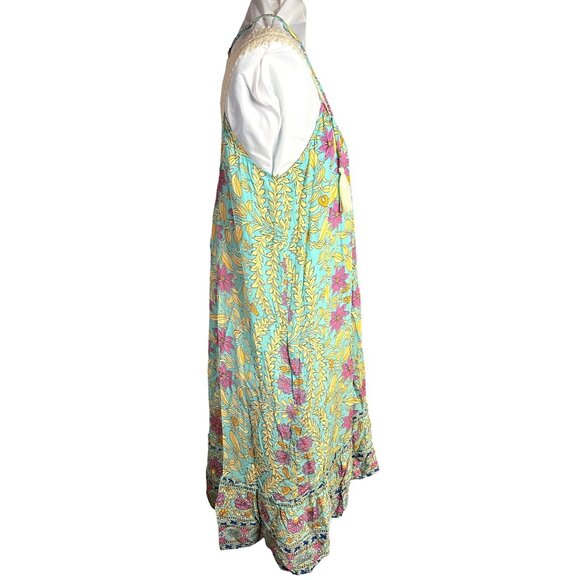 Floral Boho Sleeveless Sundress With Crochet Straps & Tassels - Picture 3 of 4
